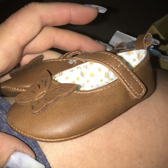CARTER’S Baby Girl 3-6m Brwn Dress Shoe-Butterfly - Picture 4 of 12